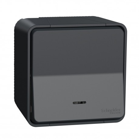 PULSADOR ESTANCO COMPLETO GRIS DE SUPERFICIE IP55 CON LED SCHNEIDER MUREVA STYL MUR35028