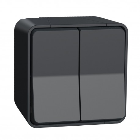 DOBLE CONMUTADOR COMPLETO ESTANCO GRIS DE SUPERFICIE IP55 SCHNEIDER MUREVA STYL MUR35022
