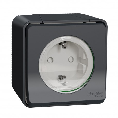 ENCHUFE COMPLETO ESTANCO GRIS DE SUPERFICIE 16A IP55 SCHNEIDER MUREVA STYL MUR36731