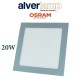 DOWNLIGHT LED 20W EMPOTRAR CUADRADO PLATA 4000K ALVERLAMP DL18PL60CAL