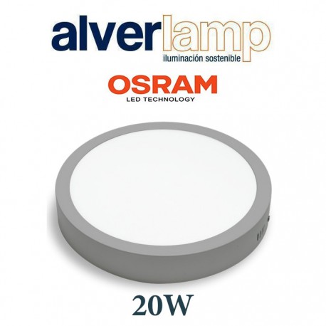 DOWNLIGHT LED 20W SUPERFICIE REDONDO ALUMINIO 5700K ALVERLAMP DL18PL60SAL