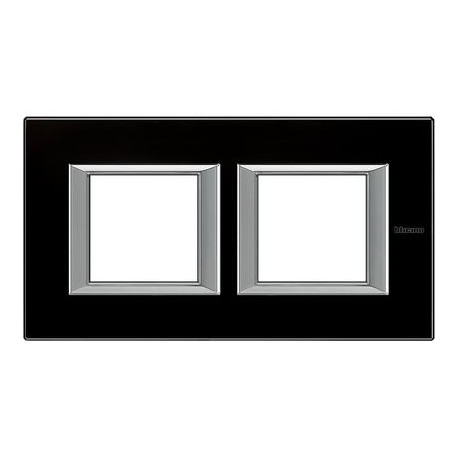 MARCO 2 ELEMENTOS CRISTAL NEGRO BTICINO AXOLUTE HA4802M2HVNN