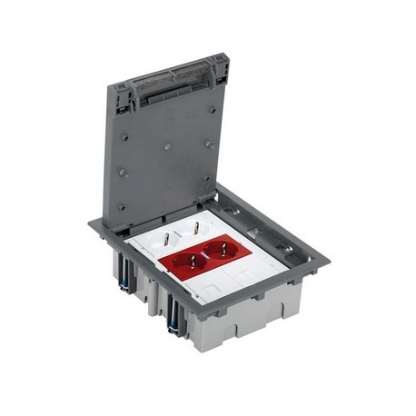 KIT PUESTO DE TRABAJO DE SUELO 2 BASES SCHUKO 2 SAI Y 2 TOMAS RJ45 SIMON 500 CIMA 52006302-030