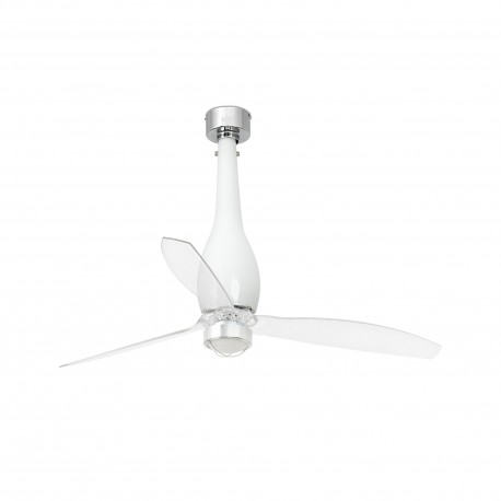 Ventilador de techo blanco brillo/transparente con motor DC ETERFAN LED 32000-9 - FARO ILUMINACION