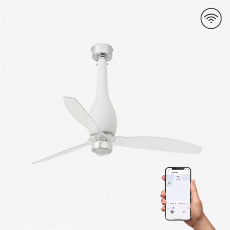 Ventilador de techo blanco mate/transparente con motor DC SMART ETERFAN LED 32001WP-9 - FARO ILUMINACION