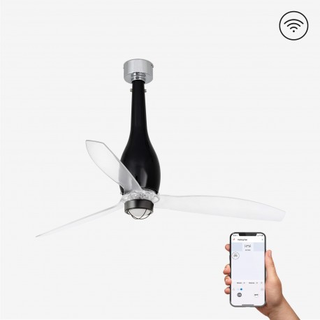 Ventilador de techo negro brillo/transparente con motor DC SMART ETERFAN LED 32002WP-10 - FARO ILUMINACION