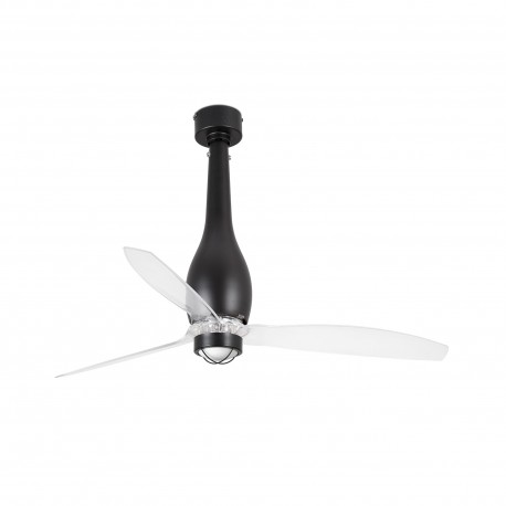 Ventilador de techo negro mate/transparente con motor DC ETERFAN LED 32003-10 - FARO ILUMINACION