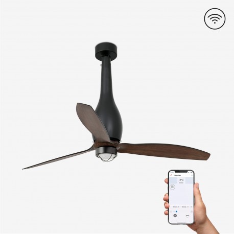 Ventilador de techo negro mate/madera con motor DC SMART ETERFAN LED 32004WP-10 - FARO ILUMINACION