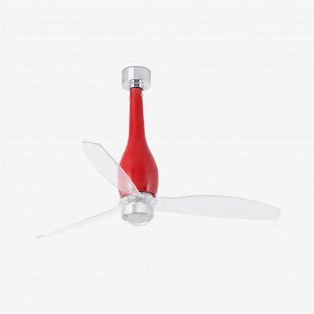 Ventilador de techo rojo brillo/transparente con motor DC ETERFAN LED 32005-9 - FARO ILUMINACION