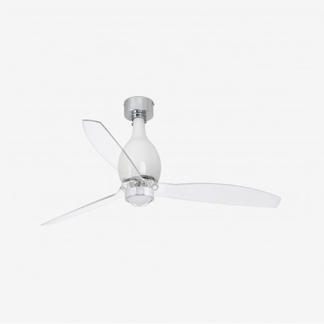 Ventilador de techo blanco brillo/transparente con motor DC MINI ETERFAN LED 32020-9 - FARO ILUMINACION