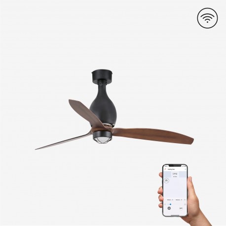 Ventilador de techo negro mate/madera con motor DC SMART MINI ETERFAN LED 32028WP-10 - FARO ILUMINACION