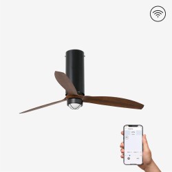 Ventilador de techo negro mate/madera con motor DC SMARTTUBE FAN LED 32037WP-10 - FARO ILUMINACION