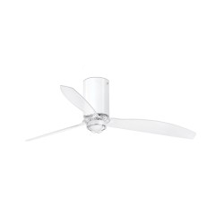 Ventilador de techo blanco brillo/transparente con motor DC MINI TUBE FAN LED 32038-9 - FARO ILUMINACION