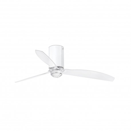Ventilador de techo blanco brillo/transparente con motor DC MINI TUBE FAN LED 32038-9 - FARO ILUMINACION