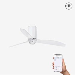 Ventilador de techo blanco brillo/transparente con motor DC SMART MINI TUBE FAN LED 32038WP-9 - FARO ILUMINACION