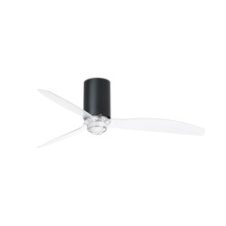 Ventilador de techo negro mate/transparante con motor DC MINI TUBE FAN LED 32041-10 - FARO ILUMINACION