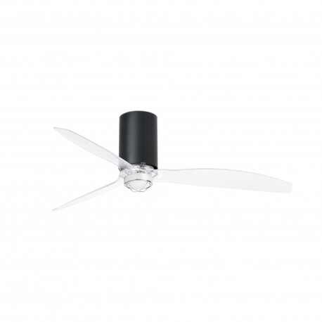 Ventilador de techo negro mate/transparante con motor DC MINI TUBE FAN LED 32041-10 - FARO ILUMINACION