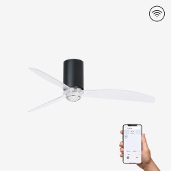 Ventilador de techo negro mate/transparante con motor DC SMART MINI TUBE FAN LED 32041WP-10 - FARO ILUMINACION