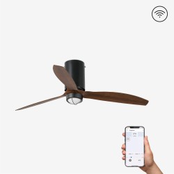 Ventilador de techo negro mate/madera con motor DC SMART MINI TUBE FAN LED 32042WP-10 - FARO ILUMINACION