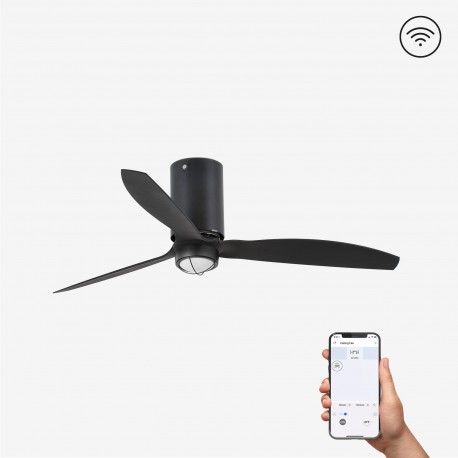 Ventilador de techo negro mate con motor DC SMART MINI TUBE FAN LED 32043WP-10 - FARO ILUMINACION
