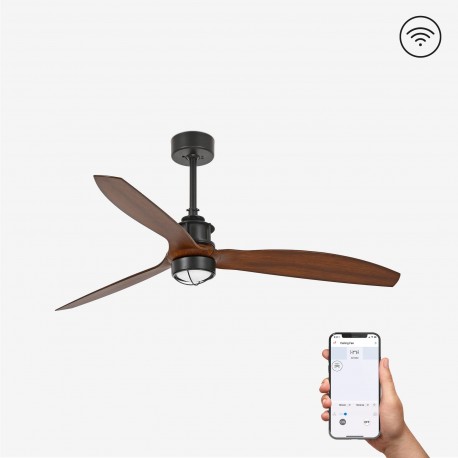 Ventilador de techo negro/madera con motor DC SMART JUST FAN LED 33395WP-10 - FARO ILUMINACION