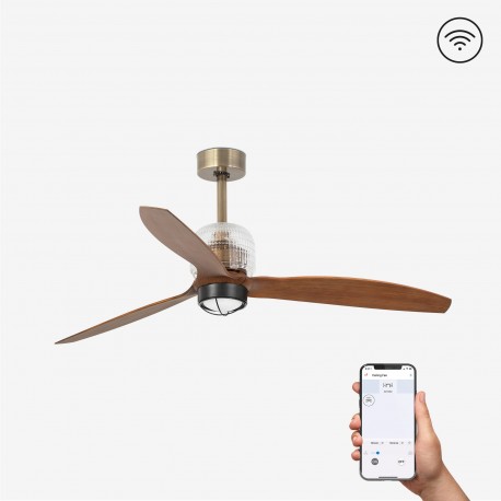 Ventilador de techo oro/madera con motor DC SMART DECO FAN LED 33398DWP-10 - FARO ILUMINACION