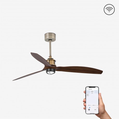 Ventilador de techo oro viejo/madera con motor DC SMART JUST FAN LED 33398WP-10 - FARO ILUMINACION