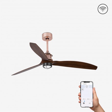 Ventilador de techo cobre/madera con motor DC SMART JUST FAN LED 33399WP-10 - FARO ILUMINACION