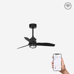 Ventilador de techo negro mate con motor DC 81cm SMART JUST FAN LED 33424WP-10 - FARO ILUMINACION