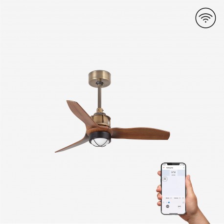 Ventilador de techo oro viejo/madera 81cm SMART JUST FAN LED 33428WP-10 - FARO ILUMINACION