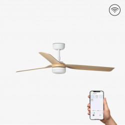 Ventilador de techo blanco/madera clara con motor DC SMART PUNT LED 33816WP-20 - FARO ILUMINACION