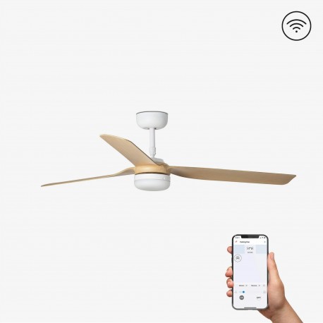Ventilador de techo blanco/madera clara con motor DC SMART PUNT LED 33816WP-20 - FARO ILUMINACION