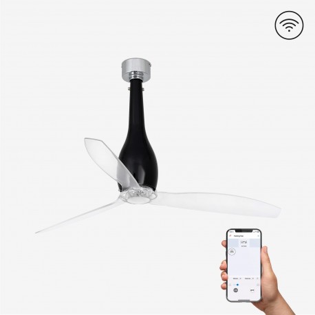 Ventilador de techo negro brillo/transparente con motor DC SMART ETERFAN 32002WP - FARO ILUMINACION