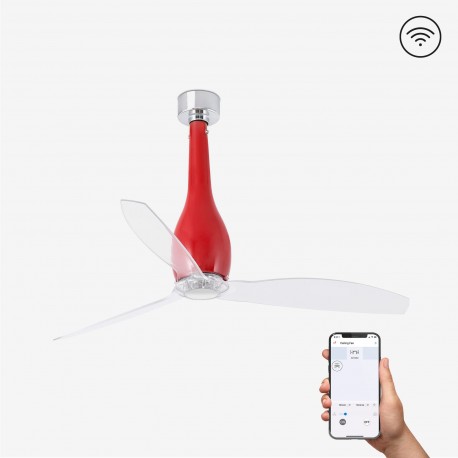 Ventilador de techo rojo brillo/transparente con motor DC SMART ETERFAN 32005WP - FARO ILUMINACION