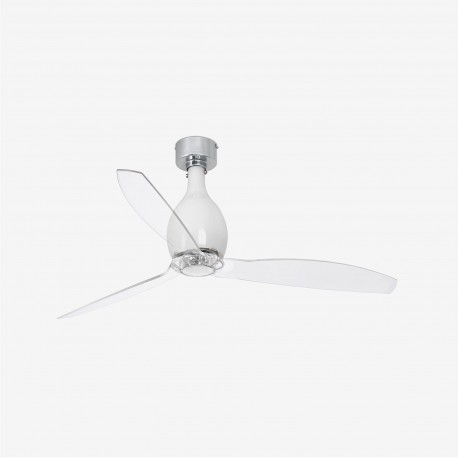 Ventilador de techo blanco brillo/transparente con motor DC MINI ETERFAN 32020 - FARO ILUMINACION