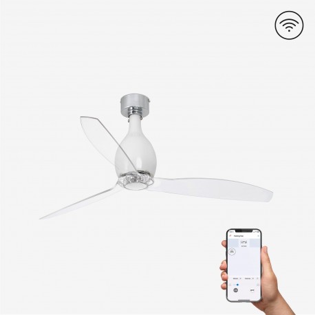 Ventilador de techo blanco brillo/transparente con motor DC SMART MINI ETERFAN 32020WP - FARO ILUMINACION