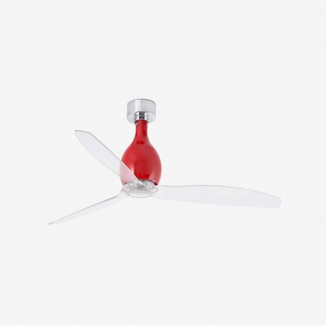 Ventilador de techo rojo brillo/transparente con motor DC MINI ETERFAN 32029 - FARO ILUMINACION