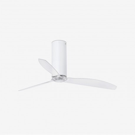 Ventilador de techo blanco brillo/transparente con motor DC TUBE FAN 32033 - FARO ILUMINACION