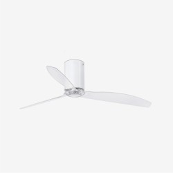 Ventilador de techo blanco brillo/transparente con motor DC MINI TUBE FAN 32038 - FARO ILUMINACION