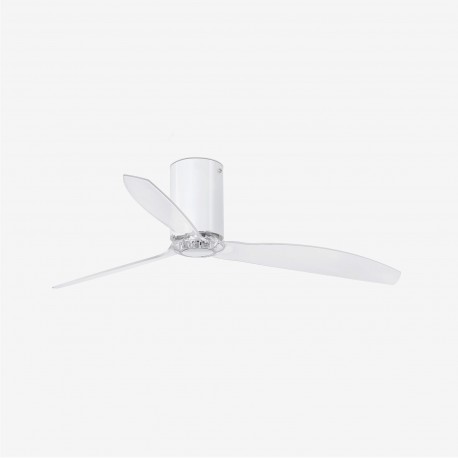 Ventilador de techo blanco brillo/transparente con motor DC MINI TUBE FAN 32038 - FARO ILUMINACION
