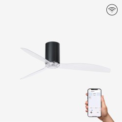 Ventilador de techo negro brillo/transparente con motor DC SMART MINI TUBE FAN 32040WP - FARO ILUMINACION