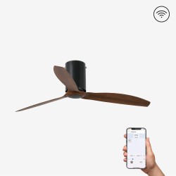 Ventilador de techo negro mate/madera con motor DC SMART MINI TUBE FAN 32042WP - FARO ILUMINACION