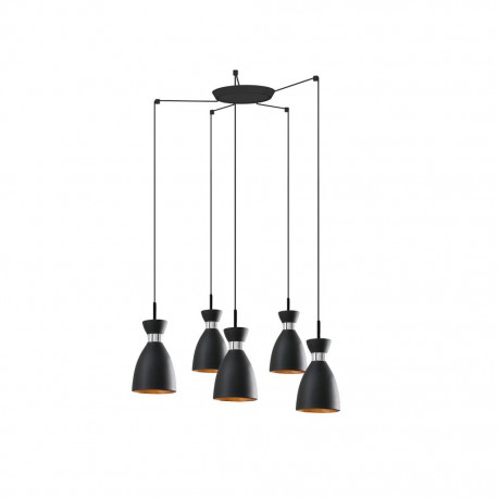 RETRO Lampara colgante negro y cobre 5L 20050-5L - FARO ILUMINACION