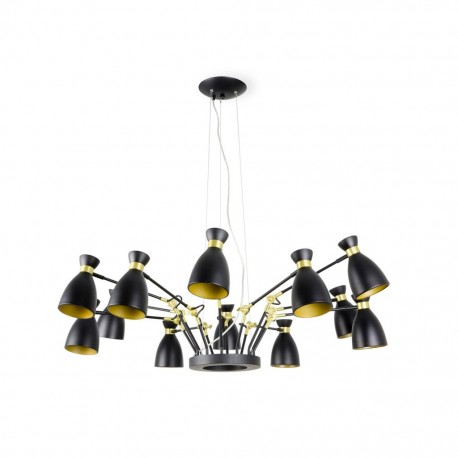 RETRO Lampara colgante negro y oro satinado 12L 20051 - FARO ILUMINACION