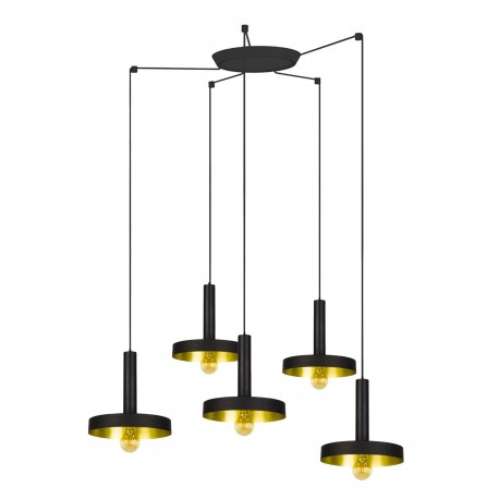 WHIZZ Lampara colgante negra/oro 5L 20160-5L - FARO ILUMINACION