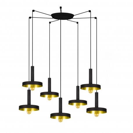 WHIZZ Lampara colgante negra/oro 7L 20160-7L - FARO ILUMINACION