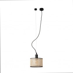 MAMBO Lampara colgante negra/ratan Ø210 64314-47 - FARO ILUMINACION