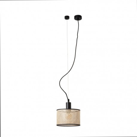 MAMBO Lampara colgante negra/ratan Ø210 64314-47 - FARO ILUMINACION