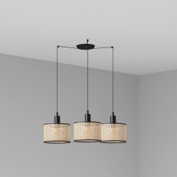 MAMBO Lampara colgante negra/ratan Ø210 3L 64314-47-3L - FARO ILUMINACION