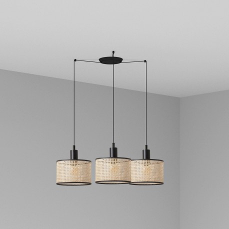 MAMBO Lampara colgante negra/ratan Ø210 3L 64314-47-3L - FARO ILUMINACION